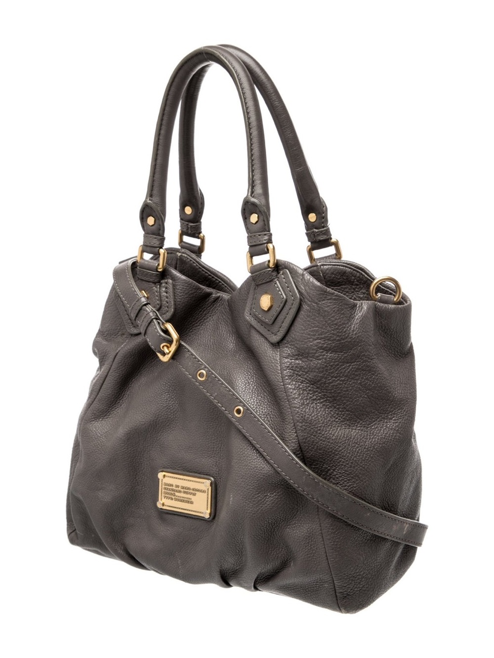 Marc by Marc Jacobs Pebbled Calfskin Classic Q Francesca Tote Grey Gold Hardwar